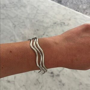 Sterling Silver Wave Bangle Bracelet set